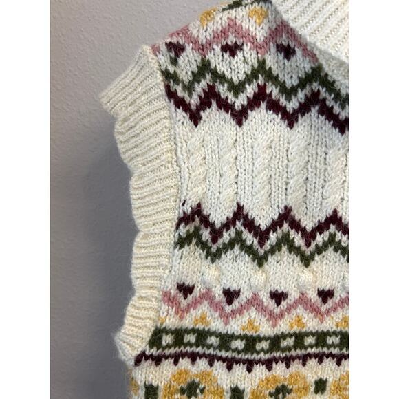 NWT Anthropologie Cropped Knit Scalloped Sleeveless Geometric Sweater XS $98 - Picture 6 of 12